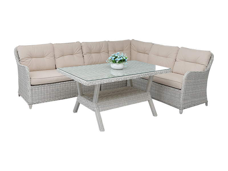 Rattan spisestue sofa, utendørs møbler yqr-495b