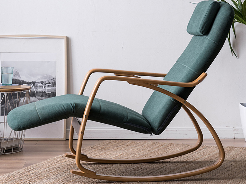 Enkelt sofa innendørs utendørs moderne tregulvstoff gyngestol, hvilestol YQ-K1013