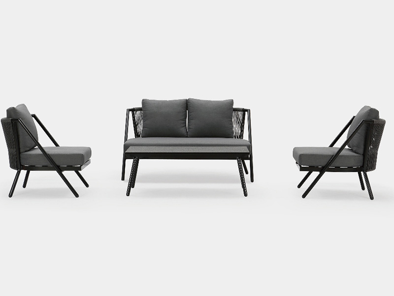 Moderne aluminiumsmøbler Utendørs sofasett Uteplass hagebord med taustolmøbler YQC-2715