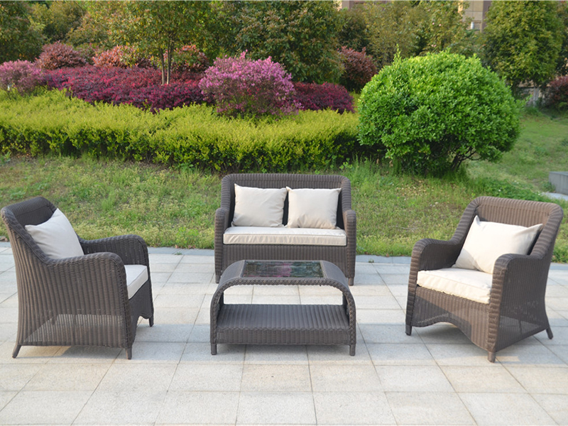Round Rattan Weaving Sofa Set, håndvevd aluminiumssofa, Sofa i europeisk størrelse YQR-313