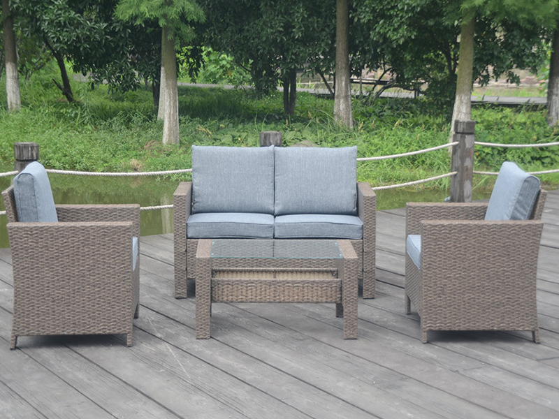 Rattan sofa sett, slå ned rotting sofa sett, aluminiumsramme rottingmøbler, yqr-407a