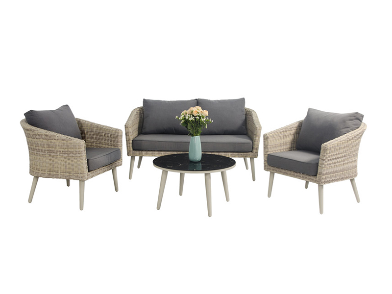 Half runde rotting sofa sett, kd design, aluminium ramme rotting sofa sett